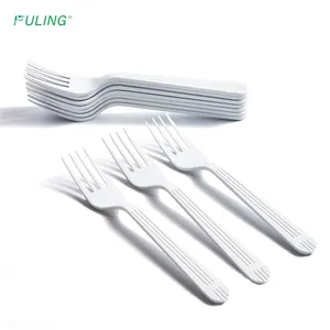 FULING, venta al por mayor, tenedor de plástico blanco, cubiertos de plástico desechables de alta resistencia
