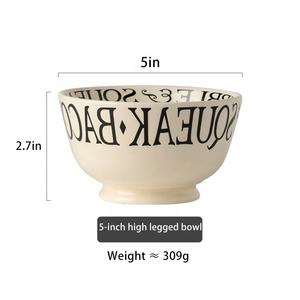 Venta caliente Impresión romana Hogar Letra negra Juego <span class=keywords><strong>de</strong></span> cuencos <span class=keywords><strong>de</strong></span> disco blanco Copa Plato <span class=keywords><strong>de</strong></span> cerámica Cuenco <span class=keywords><strong>de</strong></span> arroz <span class=keywords><strong>de</strong></span> fideos - Product Image 4