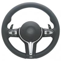Volant BMW en cuir avec surpiqûres bleues, palettes de changement de vitesse multifonctions, M Sport, forme D, remplacement amélioré pour la plupart des modèles