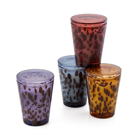 AIKUN Bougeoirs ronds en verre coloré soufflés à la bouche Bougeoir en verre imprimé léopard de luxe pour la décoration intérieure