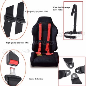 Ceinture de sécurité de course sportive à 3 ou 4 points de fixation, à dégagement rapide, en nylon, pour voiture, noir et rouge - Product Image 3