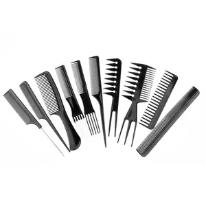 Bán Buôn Tùy Chỉnh Logo Salon Barber Công Cụ Làm Tóc 10 Cái Massage Tạo Kiểu Tóc Lược Nhựa Tóc Comb Set