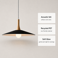 Lustre suspendu de luxe de taille moyenne en feutre PET gris avec LED blanc chaud (3500K), Ra90, AC 85-265V, pour la maison et le bureau, garantie 5 ans