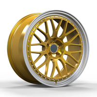 Velg Tempa 2-Piece Khusus Berlapis Emas dengan Bibir Poles, Terbuat dari Paduan Aluminium 6061-T6 Berkekuatan Tinggi untuk BMW Benz