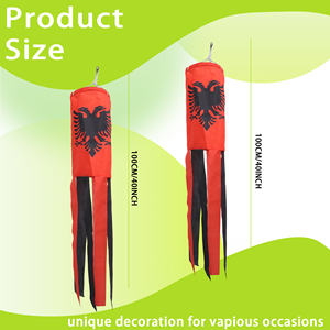 Custom Polyester Albania <b>Flag</b> WindSock Digital Printed Flying Wind Socks for Yard Garden Porch - Product Image 2