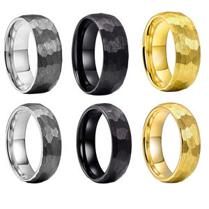 Anillo De Acero Anneaux en acier inoxydable courbés 6/8mm concave et convexe brillant martelé et frappé pour hommes et femmes - Product Image 2