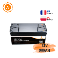 Batterie LiFePO4 semi-solide SUPCELION EU Stock 12.8V 300Ah SCB-12-300 PRO CE Garantie 10 ans IP65 Bluetooth 5.0 4000 cycles