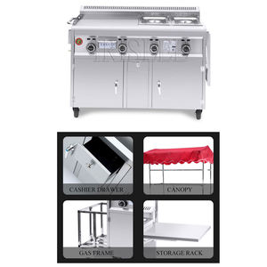 モバイルストール多機能スナックカートトロリーステンレス鋼朝食ファーストフードおにぎりグルメカート - Product Image 2