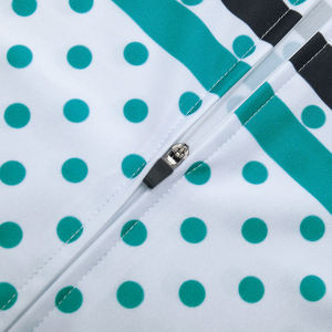 Cyan Polka Dot Printed <b>Cycling</b> Jersey Short Sleeve Full Zip Quick Dry Breathable Bike Top with Custom Logo & Pattern Available - Product Image 3