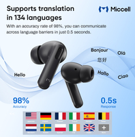 Écouteurs Stéréo Sans Fil Miccell True Wireless, Casque Sportif avec Réduction de Bruit ANC/ENC, Traducteur Instantané IA, Écouteurs TWS