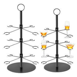 Élégant porte-verres à vin à 3 niveaux, support autoportant en fer pour verres à pied, présentoir vintage pour verres, idéal pour banquets, réceptions et fêtes - Product Image 2