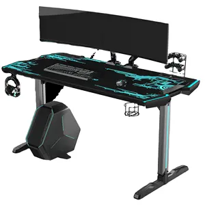 2021 NUOVO design 9 colori LED di illuminazione RGB due PC computer desktop di grandi dimensioni in fibra di carbonio texture gaming desk/da tavolo