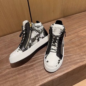 Zapatillas de Lujo de Diseñador para Hombre, Casuales, para Caminar, Correr, Deportivas, de Malla, con Cordones, de Cuero Genuino, con Patrón de Serpiente, Ligeras, con Caja - Product Image 4