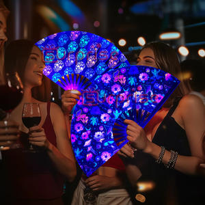 新作到着カスタムプロモーションUV折りたたみハンドファンラウドラインダンスファンDJファンナイトクラブパーティー竹工芸品 - Product Image 2