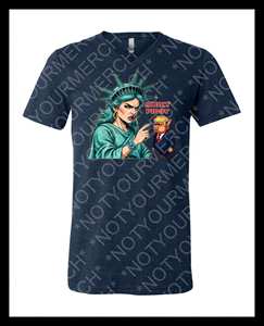 T-Shirt Unisex Quiet Piggy Liberty Edition con Scollo a V, Manica Corta, Stampa Grafica Digitale, Abbigliamento Promozionale - Product Image 2