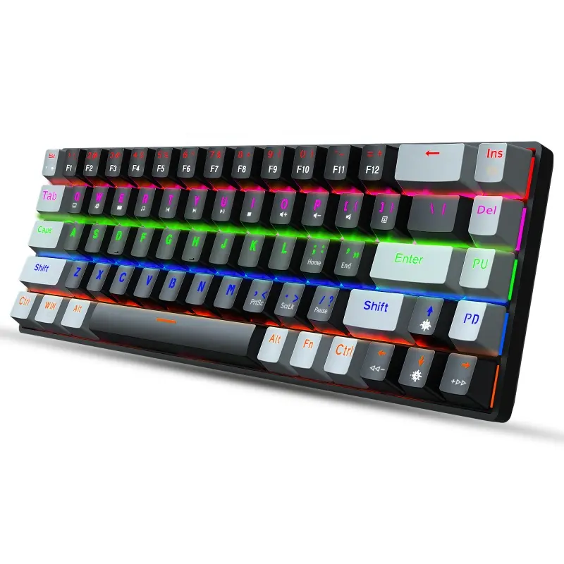 68 Keys V800 Gaming USB Wired Mechanical Keyboard LED Backlit Axis Gaming Mechanical Keyboard Optical Switches For Desktop