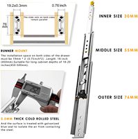Glissières de tiroir à roulement à billes verrouillables 225 kg 76 mm robustes pour systèmes de rangement de camping-cars, armoires à outils industrielles, rayonnages d'entrepôt