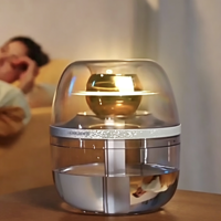 Humidificateur USB en cristal entièrement transparent, capacité de 2,6 à 4 L, fonctionnement silencieux, forte production de brume, fonction d'oxygénation pour la maison et le bureau