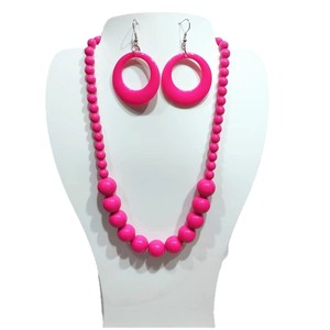 Ensemble de boucles d'oreilles en acrylique de couleur néon brillante pour filles, collier de perles de couleur bonbon pour bébé et <span class=keywords><strong>maman</strong></span>, cadeaux de fête de festival - Product Image 2
