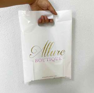 Bolsas de Compras Blancas Personalizadas con Logotipo Impreso, Bolsas de Regalo Promocionales de Plástico con Asa Troquelada para Boutique de Ropa - Product Image 5