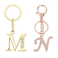 LLavero de aleación de zinc personalizado para mujer, signo de alfabeto de resina, dije de metal, inicial, inglés antiguo, a-z, Diamante de imitación, letra, llavero