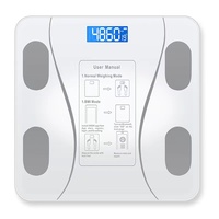Báscula de Baño con Pantalla LED y Sensor de Vidrio Templado Negro de 396 LB 180 kg 28X28 CM con Medición de Grasa Corporal y Aplicación OKOK