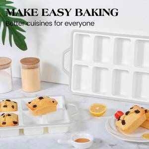 Molde para hornear pasteles y muffins de silicona antiadherente de grado platino LFGB, sin BPA, rectangular de 8 cavidades, de la fábrica MUYULINS. - Product Image 1
