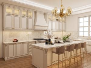 Gabinetes de Cocina Europeos de Lujo con Detalles en Dorado y Puertas de Vidrio, Diseño para Toda la Casa, Edición Limitada, Proveedor de Foshan - Product Image 3