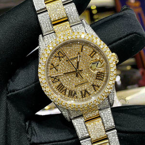 นาฬิกาข้อมืออัตโนมัติแบบกลไก ประดับเพชรโมอิสซาไนต์เกรด VVS คุณภาพสูงสุด งานแฮนด์เมด สไตล์ฮิปฮอป ประดับเพชรเต็มเรือน - Product Image 4