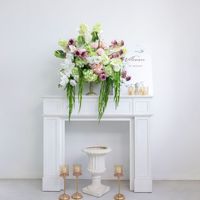 Dekorasi Pernikahan Grosir H555 Bunga Sutra Pink Hijau untuk Centerpiece, Bunga Lorong, Bunga Artifisial, Bola Bunga Mawar Real Touch