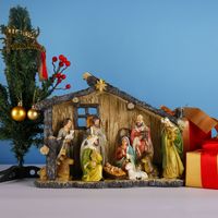Crèche de Noël en résine de 15 pouces, décorations de scène de la Nativité, cadeau de Pâques, décoration d'intérieur