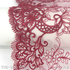 Spot vente broderie dentelle 21cm <span class=keywords><strong>de</strong></span> large rose clair maille fantaisie fleur brodé dentelle garniture matériel dentelle tissu - Product Image 4