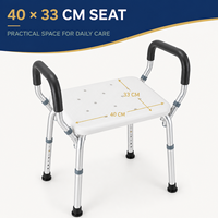 Chaise de douche réglable en aluminium Simplywalk avec accoudoirs, quatre configurations pour distributeurs médicaux