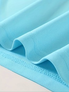Chemise à manches courtes pour homme, bleu marine, col et poignets bleu marine, logo brodé, style preppy, respirante, tissée, extensible dans les quatre sens - Product Image 4