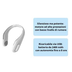 Ventilatore da Collo Senza Pale Ricaricabile USB, 3 Velocità, Flusso d'Aria a 360 Gradi, Silenzioso, Display LED, Mini Ventilatore Portatile Indossabile - Product Image 3