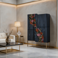 Aparador de Lujo Italiano, Moderno, de Diseño, de Acero Inoxidable, Mueble para Vinos, de Madera, con Doble Puerta, Creativo y Personalizado