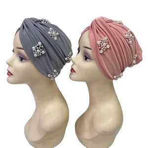 MH-1211 Nouveau Design Hijab Turban pour Femmes avec Perles - Polyester Extensible Taille Unique pour Sport, Plage, <span class=keywords><strong>Cyclisme</strong></span>, Pêche et Usage Quotidien - Product Image 1