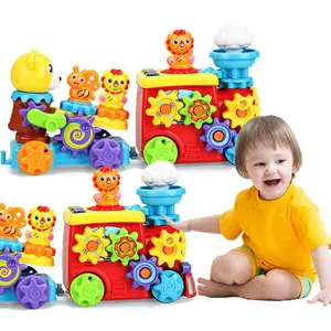 Mainan mobil plastik kereta api dan beruang kartun mainan ringan dan musik gir mainan bayi lainnya OEM/ODM