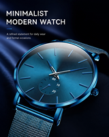 Reloj de Hombre, Moderno, Ultrafino, de Cuarzo, Resistente al Agua 30M, Correa de Aleación, Esfera de 41mm con Agujas, Diseño Casual