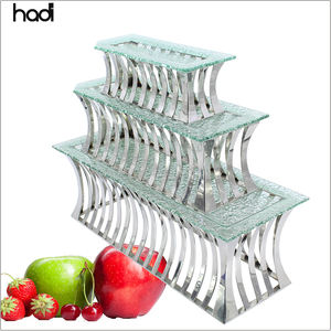 Moderno soporte de pastel de acero inoxidable de oro rosa de 4 niveles elevadores de elevación de alimentos decorativos <span class=keywords><strong>para</strong></span> cafetería Hotel restaurante suministros - Product Image 2