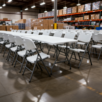 Table pliable en plastique HDPE de 6 pieds avec structure en acier, idéale pour les salles de culte et les salles de réunion - Meilleures ventes