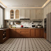 Meuble de cuisine modulaire sur mesure avec étagère ouverte LED, plateau en marbre artificiel, finition laquée haute brillance, couleur personnalisée, écologique