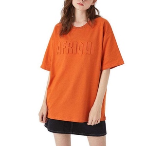 T-shirt pour femme en jersey de coton surdimensionné, imprimé personnalisé avec des lettres, vente chaude du fabricant, vêtements d'été, t-shirt gaufré - Product Image 1
