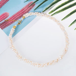 สร้อยคอมุกขาวเลี้ยงแบบ 3 แถว โซ่เกลียวขนาด 18 นิ้ว มุกขนาด 5-6 มม. รุ่น TWN914 - Product Image 2