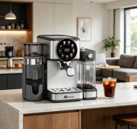 Anbolife All-in-One Espresso-Kaffeemaschine 20 Bar Eingebauter Mahlwerk Milchtank Kaffeepads Gemahlen OEM ODM