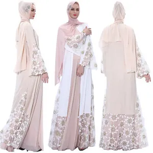 2024 baru modis elegan Kimono wanita kardigan terbuka Abaya Dubai Kaftan Jilbab gaun jubah gaun Maxi Muslim