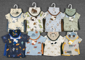 Prix d'usine – Nouveauté <span class=keywords><strong>été</strong></span> : Ensemble 4 pièces en coton pour <span class=keywords><strong>nouveau</strong></span>-<span class=keywords><strong>né</strong></span> (T-shirt, short, chaussettes, bavoirs) – Vente en gros, couleur personnalisable, tendance - Product Image 4