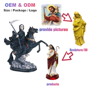 Custom saint of sante morte statua di Halloween resina triste mietitore figurina Santa Muerte cavalcando statua di cavallo nero - Product Image 3