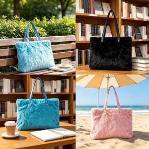 Fashion <b>Pink</b> Embroidered Plush Bag Large Capacity Shoulder Crossbody Tote Handbag - Product Image 2