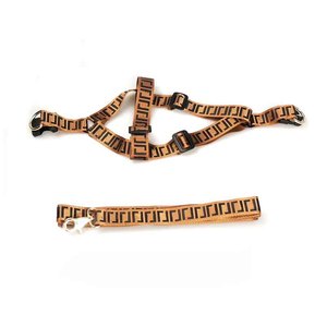 Set Tali Kekang Anjing Mewah dengan Hiasan Bulu, Bahan Nilon, untuk French Bulldog, Schnauzer, Corgi, Chihuahua, Semua Ukuran, Aksesoris Kalung Anjing CH1001 - Product Image 3